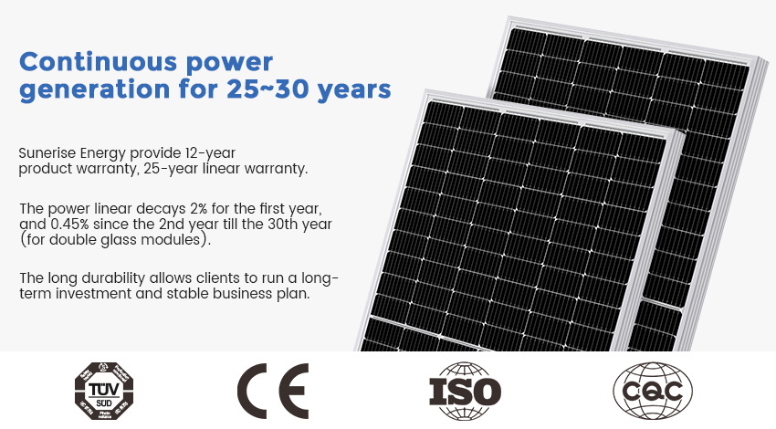 Panneaux solaires avec 30 ans de garantie