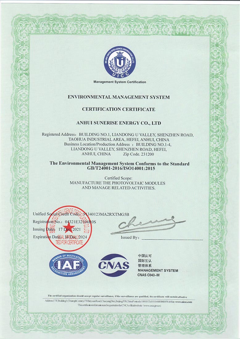 Certificat ISO140001